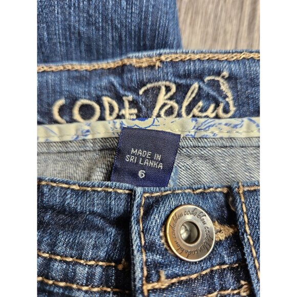 (3/$35) Code Bleu Size 6 Average Bootcut Embroidered Pockets Denim Blue Jeans - Picture 4 of 11